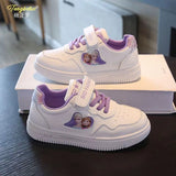Disney Children'S Casual Shoes Frozen Priness Elsa Anna PU Leather Spring Sports Girls' White Shoes Children'S Size 26-37