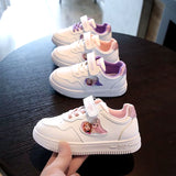 Disney Children'S Casual Shoes Frozen Priness Elsa Anna PU Leather Spring Sports Girls' White Shoes Children'S Size 26-37
