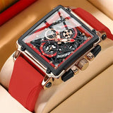 CRRJU Herren-Sportuhr, multifunktionale Chronograph-Armbanduhr für Geschäftsleute, wasserdichte quadratische Herrenquarz-Uhr mit Box, ideale Wahl für Männergeschenke.