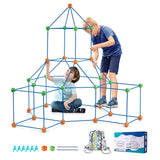 VEVOR Fort Bausatz Kinder, 180-teiliges STEM-Bauspielzeug, pädagogisches Geschenk für 4 bis 8+ Jahre alte Kinder, Spielzelt-Bauset, Konstruktionsspielzeug mit 120 Stäben und 60 Bällen
