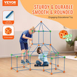 VEVOR Fort Bausatz Kinder, 180-teiliges STEM-Bauspielzeug, pädagogisches Geschenk für 4 bis 8+ Jahre alte Kinder, Spielzelt-Bauset, Konstruktionsspielzeug mit 120 Stäben und 60 Bällen