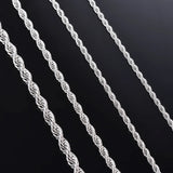 1 Piece 925 Sterling Silver Width 2Mm/3Mm/4Mm Rope Chain Necklace/Bracelet for Men Women Man Fashion Chain Necklace