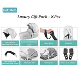 F023 Baby Stroller 3 in 1,Rotates 360 Degrees,Pu Leather, Mosquito Net, Rain Cover, Adapter, Cup Holder, Large Wheels