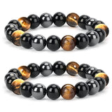 Zoonvii Obsidian Armband, Schwarzer Turmalin Stein Armband, Schwarzer Obsidian Armband Herren, Armband Dreifachem Schutz, Obsidian Hämatit Armband, Geschenk für Freunde, Ehemann, Vater