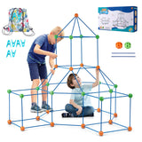 VEVOR Fort Bausatz Kinder, 180-teiliges STEM-Bauspielzeug, pädagogisches Geschenk für 4 bis 8+ Jahre alte Kinder, Spielzelt-Bauset, Konstruktionsspielzeug mit 120 Stäben und 60 Bällen