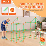 VEVOR Fort Bausatz Kinder, 180-teiliges STEM-Bauspielzeug, pädagogisches Geschenk für 4 bis 8+ Jahre alte Kinder, Spielzelt-Bauset, Konstruktionsspielzeug mit 120 Stäben und 60 Bällen