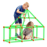 VEVOR Fort Bausatz Kinder, 180-teiliges STEM-Bauspielzeug, pädagogisches Geschenk für 4 bis 8+ Jahre alte Kinder, Spielzelt-Bauset, Konstruktionsspielzeug mit 120 Stäben und 60 Bällen