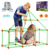 VEVOR Fort Bausatz Kinder, 180-teiliges STEM-Bauspielzeug, pädagogisches Geschenk für 4 bis 8+ Jahre alte Kinder, Spielzelt-Bauset, Konstruktionsspielzeug mit 120 Stäben und 60 Bällen