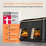COSORI Heißluftfritteuse 2 Kammern, Airfryer Testsieger der Stiftung Warentest, 6-in-1 Dual Zone Air fryer 8,5 L, Heissluftfritteuse Doppelkammer mit Sichtfenster, energiesparend