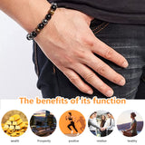 Zoonvii Obsidian Armband, Schwarzer Turmalin Stein Armband, Schwarzer Obsidian Armband Herren, Armband Dreifachem Schutz, Obsidian Hämatit Armband, Geschenk für Freunde, Ehemann, Vater