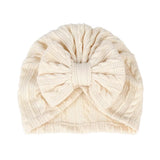 0-6M Lovely Bowknot Knitted Baby Hat Cute Solid Color Baby Girls Hat Turban Soft Newborn Infant Cap Knitting Beanies Head Wraps