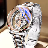 Gold Skeleton Waterproof Leather Custom Watch Men Luxury Orologio Uomo Relojes De Cuarzo Para Hombre
