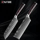 Kitchen Knife Set 1-9Pcs,7Cr17Mov Stainless Steel Sharp Chef Knife Santoku Knife Fruit Knife Ergonomic Pakkawood Handle