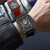 CRRJU Herren-Sportuhr, multifunktionale Chronograph-Armbanduhr für Geschäftsleute, wasserdichte quadratische Herrenquarz-Uhr mit Box, ideale Wahl für Männergeschenke.
