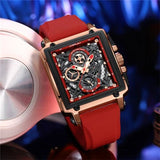 CRRJU Herren-Sportuhr, multifunktionale Chronograph-Armbanduhr für Geschäftsleute, wasserdichte quadratische Herrenquarz-Uhr mit Box, ideale Wahl für Männergeschenke.