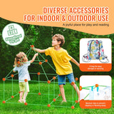VEVOR Fort Bausatz Kinder, 180-teiliges STEM-Bauspielzeug, pädagogisches Geschenk für 4 bis 8+ Jahre alte Kinder, Spielzelt-Bauset, Konstruktionsspielzeug mit 120 Stäben und 60 Bällen