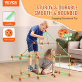 VEVOR Fort Bausatz Kinder, 180-teiliges STEM-Bauspielzeug, pädagogisches Geschenk für 4 bis 8+ Jahre alte Kinder, Spielzelt-Bauset, Konstruktionsspielzeug mit 120 Stäben und 60 Bällen