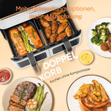COSORI Heißluftfritteuse 2 Kammern, Airfryer Testsieger der Stiftung Warentest, 6-in-1 Dual Zone Air fryer 8,5 L, Heissluftfritteuse Doppelkammer mit Sichtfenster, energiesparend
