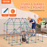 VEVOR Fort Bausatz Kinder, 180-teiliges STEM-Bauspielzeug, pädagogisches Geschenk für 4 bis 8+ Jahre alte Kinder, Spielzelt-Bauset, Konstruktionsspielzeug mit 120 Stäben und 60 Bällen