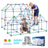 VEVOR Fort Bausatz Kinder, 180-teiliges STEM-Bauspielzeug, pädagogisches Geschenk für 4 bis 8+ Jahre alte Kinder, Spielzelt-Bauset, Konstruktionsspielzeug mit 120 Stäben und 60 Bällen