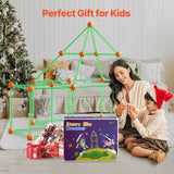 VEVOR Fort Bausatz Kinder, 180-teiliges STEM-Bauspielzeug, pädagogisches Geschenk für 4 bis 8+ Jahre alte Kinder, Spielzelt-Bauset, Konstruktionsspielzeug mit 120 Stäben und 60 Bällen
