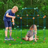 VEVOR Fort Bausatz Kinder, 180-teiliges STEM-Bauspielzeug, pädagogisches Geschenk für 4 bis 8+ Jahre alte Kinder, Spielzelt-Bauset, Konstruktionsspielzeug mit 120 Stäben und 60 Bällen
