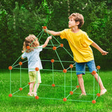VEVOR Fort Bausatz Kinder, 180-teiliges STEM-Bauspielzeug, pädagogisches Geschenk für 4 bis 8+ Jahre alte Kinder, Spielzelt-Bauset, Konstruktionsspielzeug mit 120 Stäben und 60 Bällen