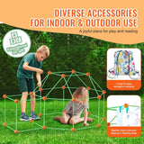 VEVOR Fort Bausatz Kinder, 180-teiliges STEM-Bauspielzeug, pädagogisches Geschenk für 4 bis 8+ Jahre alte Kinder, Spielzelt-Bauset, Konstruktionsspielzeug mit 120 Stäben und 60 Bällen