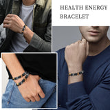 Zoonvii Obsidian Armband, Schwarzer Turmalin Stein Armband, Schwarzer Obsidian Armband Herren, Armband Dreifachem Schutz, Obsidian Hämatit Armband, Geschenk für Freunde, Ehemann, Vater