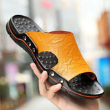 Summer Men Slippers Genuine Leather Breathable Clogs Sandals Beach Classics Leather Slides Outdoor Flip Flops plus Size Men Shoe
