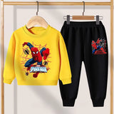 Disney Casual Sweatshirts Boys Toddler Cartoon Clothing New Crewneck Spiderman Print Pullovers Pants 2Pcs Long Sleeve Tracksuits
