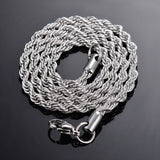 1 Piece 925 Sterling Silver Width 2Mm/3Mm/4Mm Rope Chain Necklace/Bracelet for Men Women Man Fashion Chain Necklace