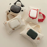 Ins Car Tissue Box Hanging Cartoon Embroidery Bear Car Seat Back Tissue Hanging Bags Baby Stroller Wet Tissue Diaper Storage