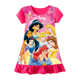 Mermaid Anna Elsa Dress Girls Nightdress Clothes Cartoon Pajamas Children'S Clothing Shortsleeve Pajamas Dress Kids Family Wear