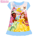 Mermaid Anna Elsa Dress Girls Nightdress Clothes Cartoon Pajamas Children'S Clothing Shortsleeve Pajamas Dress Kids Family Wear