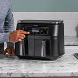 Ninja Foodi MAX Dual Zone Heißluftfritteuse [AF400EUCP] Amazon Exclusive, ‎2470 Watt , 9,5 L, 2 Heißluft-Frittierfächer, 6 Funktionen, 27 x 41.5 x 32.5 cm, Kupfer/Schwarz