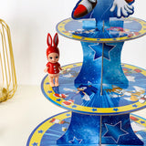 Anime Sonic Birthday Party Cake Rack 3-Layer Dessert Table Paper Cake Tower Children'S Birthday Party Decorative Supplies