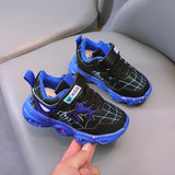 Disney LED Casual Sneakers Red Black for Spring Boys Spiderman Mesh Outdoor Shoes Children Lighted Non-Slip Shoes Size 21-30