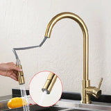 Gebürstet Gold Küche Waschbecken Wasserhahn Pull Out Wasserhahn Einzigen Griff Mischbatterie 360 Drehen