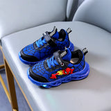 New Disney Cartoon Boys Spider-Man Cute Casual Shoes with Led Light Soft Sports Shoes for Kids Gift EU Size 21-36