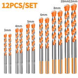 16PCS Tungsten Carbide Masonry Drill Bit Set for Metal Steel Porcelain Ceramic Tile Concrete Brick Wood 3-12Mm Drilling Tools