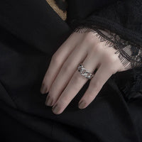 925 Sterling Silver Rings for Women Chain Vintage Wedding Trendy Jewelry Large Adjustable Antique Rings Anillos