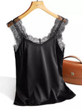 Sexy Silk Top Tank Women Slim Sexy Sleeveless Shirt Basic Camisole Halter Backless Lace Tank Top Summer Tops For Women 2023