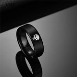 Uelf titanium stainless steel rings for men skull  male finger  vintage ring black punk jewelry