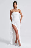 Giyu Sexy Club Abend Party Kleider Frauen 2025, Sommer Slash Neck Backless Rüschen Split Maxi Langes Kleid Elegante Bodycon Robe