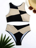 Sport Bikinis 2024 Frauen Badeanzug mit hoher Taille solide High Neck Bade bekleidung weibliche Badegäste Badeanzug Sommer Beach wear