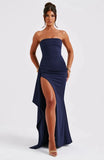 Mozision träger lose rücken freie High Split Maxi kleid Frauen Mode schulter frei ärmellose Bodycon Club Party langes Kleid elegant