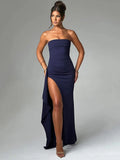 Mozision träger lose rücken freie High Split Maxi kleid Frauen Mode schulter frei ärmellose Bodycon Club Party langes Kleid elegant