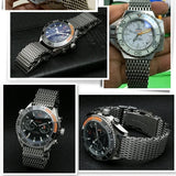 18/20/22 mm Steel Shark Mesh für Omega 007 Seahorse Luxus-Milanese-Bandgewebe, solides Doppelschnallenarmband, Herrenuhr-Zubehör
