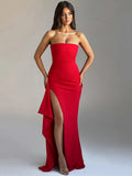 Mozision träger lose rücken freie High Split Maxi kleid Frauen Mode schulter frei ärmellose Bodycon Club Party langes Kleid elegant
